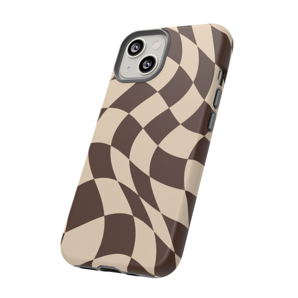 Espresso Wave iPhone Tough Case | brown checkerboard