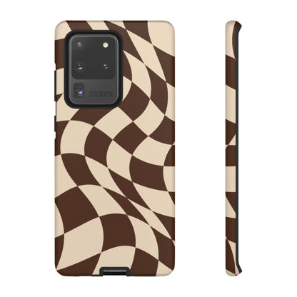 Espresso Wave Samsung Galaxy Tough Case | brown checkerboard