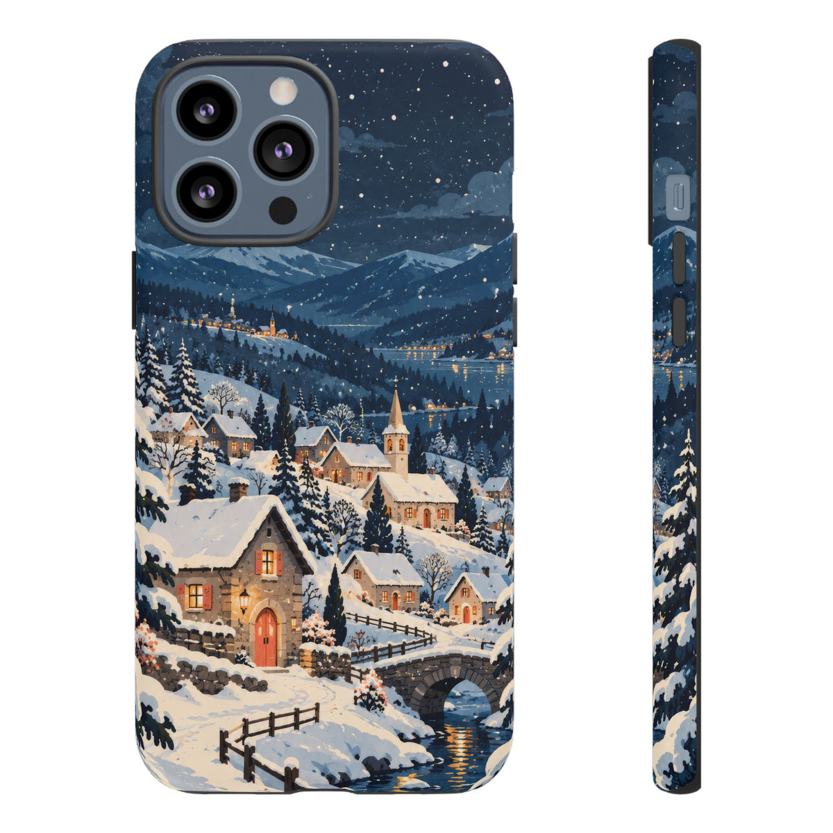 Snowfall on Juniper Lane iPhone Tough Case | christmas village