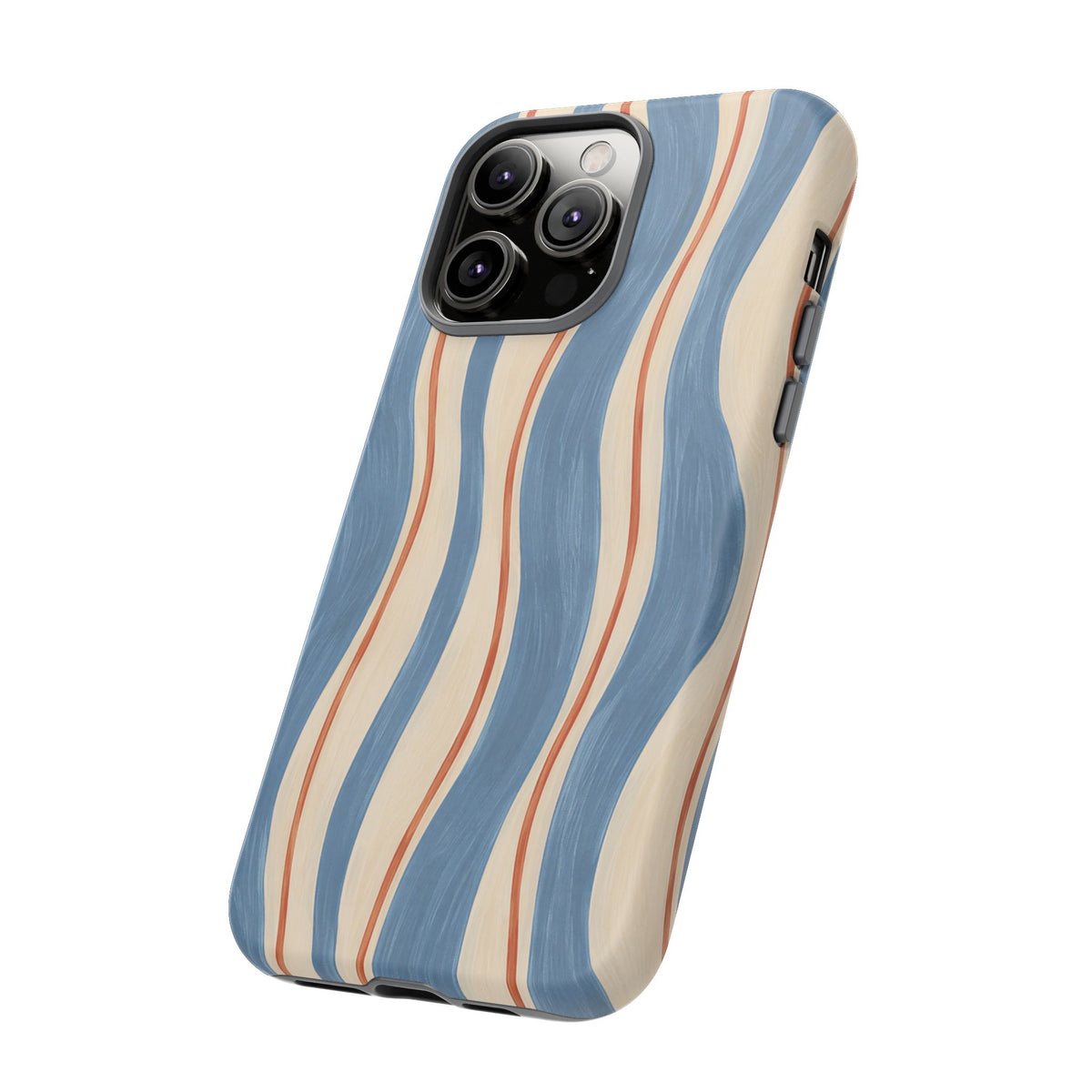 Blue Wavy Stripe iPhone Tough Case | Riviera Ribbons