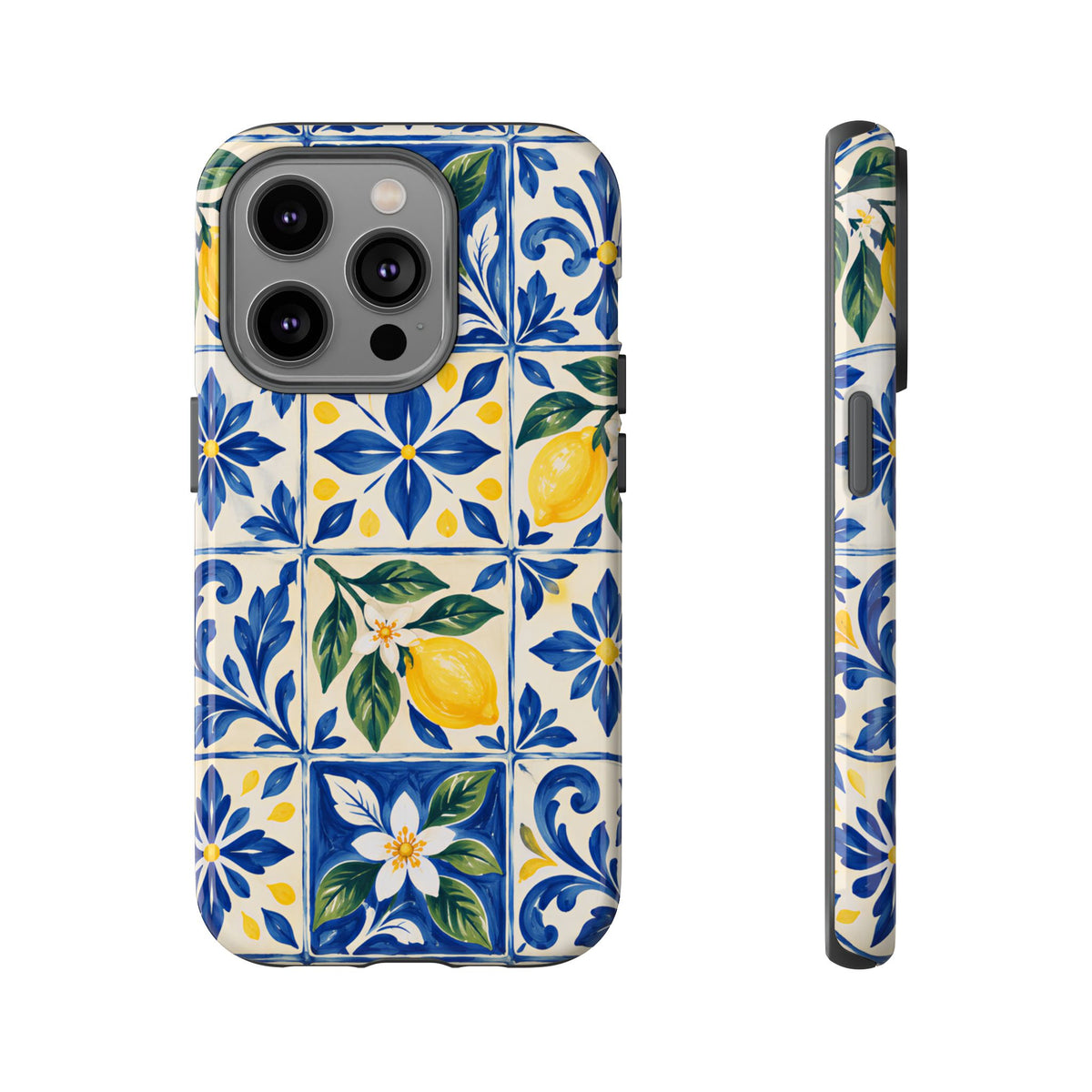 Blue Lemon Tile iPhone Tough Case | Azulejo Orchard