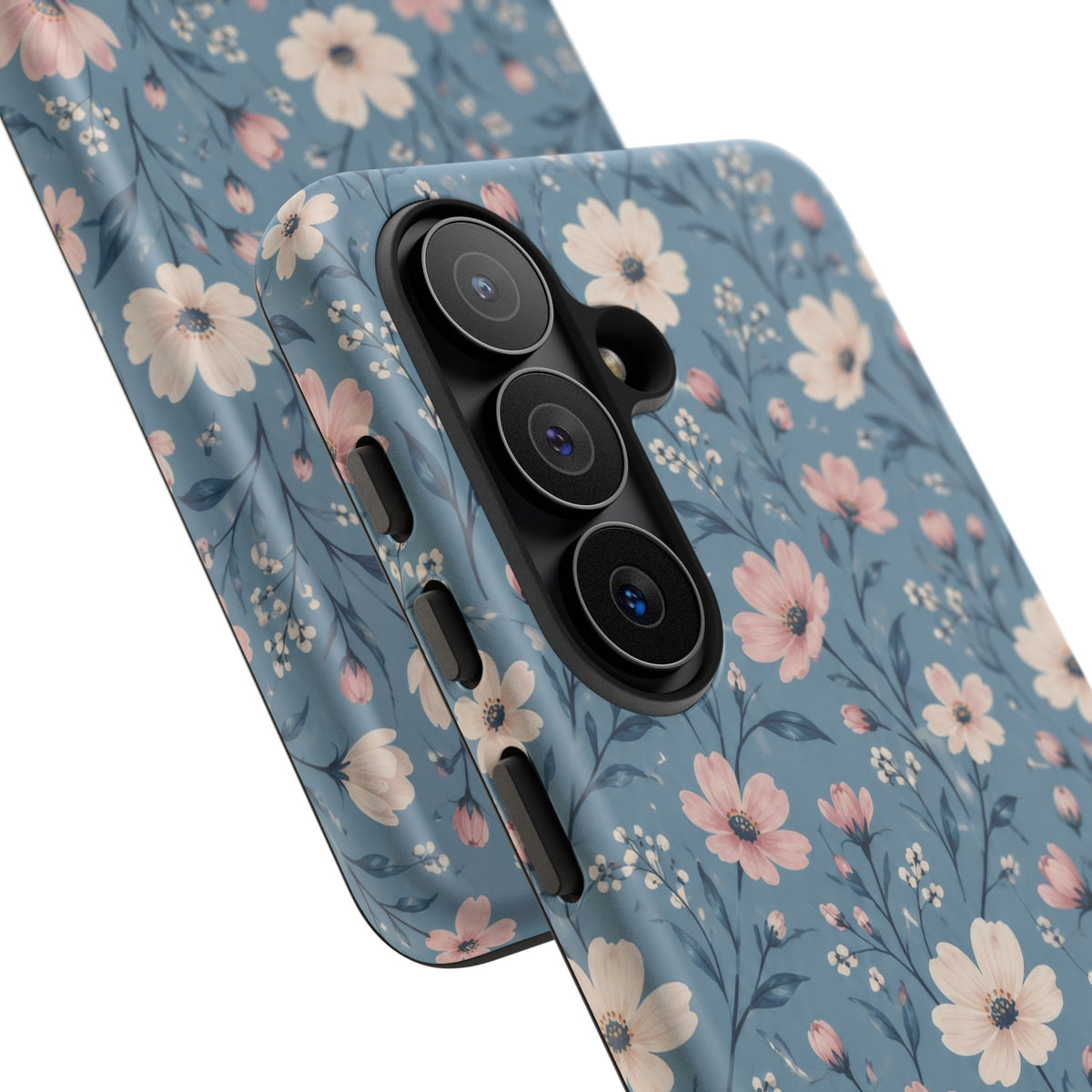 Blue Meadow Samsung Galaxy Tough Case | Pink & Ivory Floral on Blue