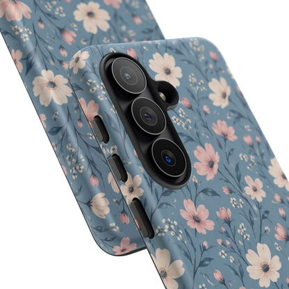 Blue Meadow Samsung Galaxy Tough Case | Pink & Ivory Floral on Blue