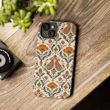 Terracotta Arabesque iPhone Tough Case | Terracotta Floral Paisley