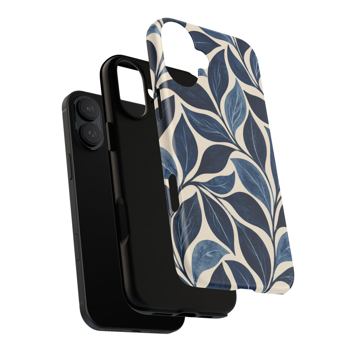 Indigo Folia iPhone Tough Case | Indigo & Ivory Leaf Pattern