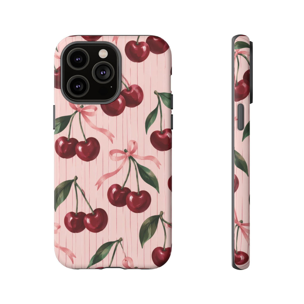 Cherry Ribbon iPhone Tough Case | cherry print