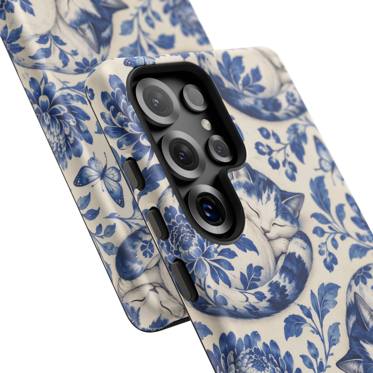 Porcelain Paws Samsung Galaxy Tough Case | blue cat pattern