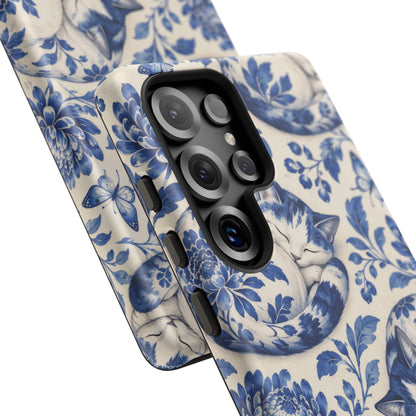 Porcelain Paws Samsung Galaxy Tough Case | blue cat pattern