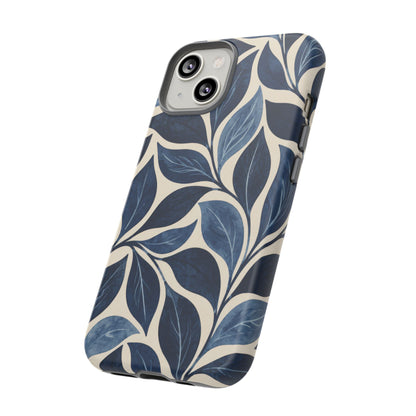 Indigo Folia iPhone Tough Case | Indigo & Ivory Leaf Pattern