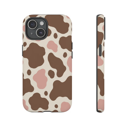 Mocha Blush iPhone Tough Case | Brown & Pink Cow Print