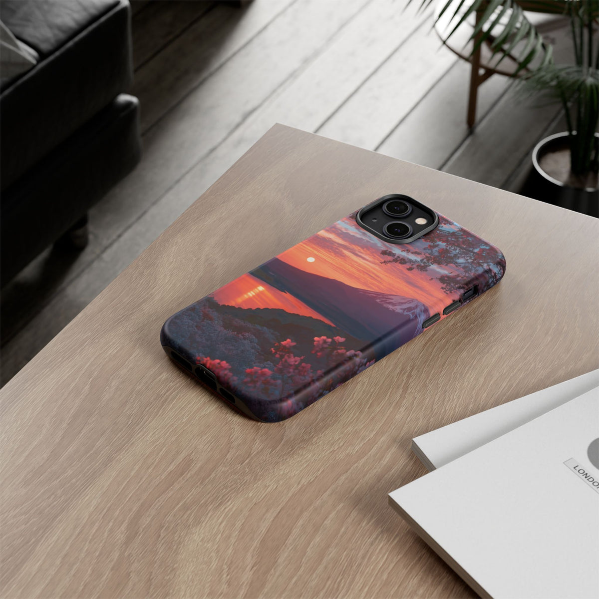 Fuji Moonlit Sakura iPhone Tough Phone Case