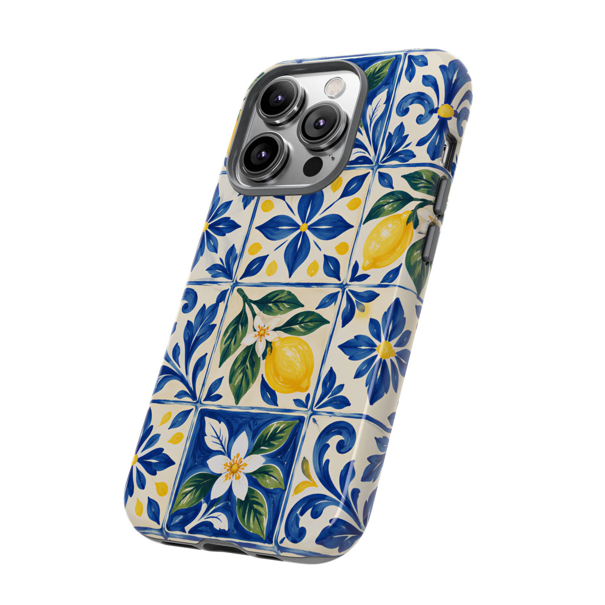 Blue Lemon Tile iPhone Tough Case | Azulejo Orchard