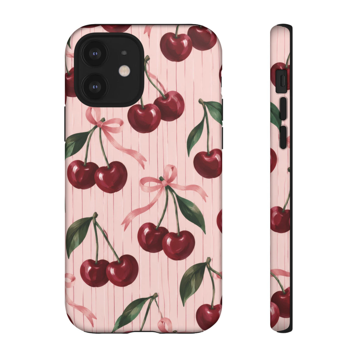 Cherry Ribbon iPhone Tough Case | cherry print