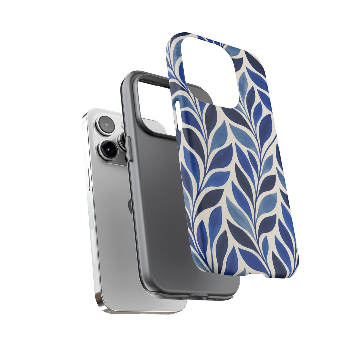 Cobalt Current iPhone Tough Case | Cobalt Blue Leaf Pattern