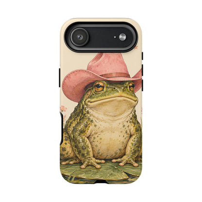 Cowboy Frog iPhone Tough Case | Pink Hat Bullfrog
