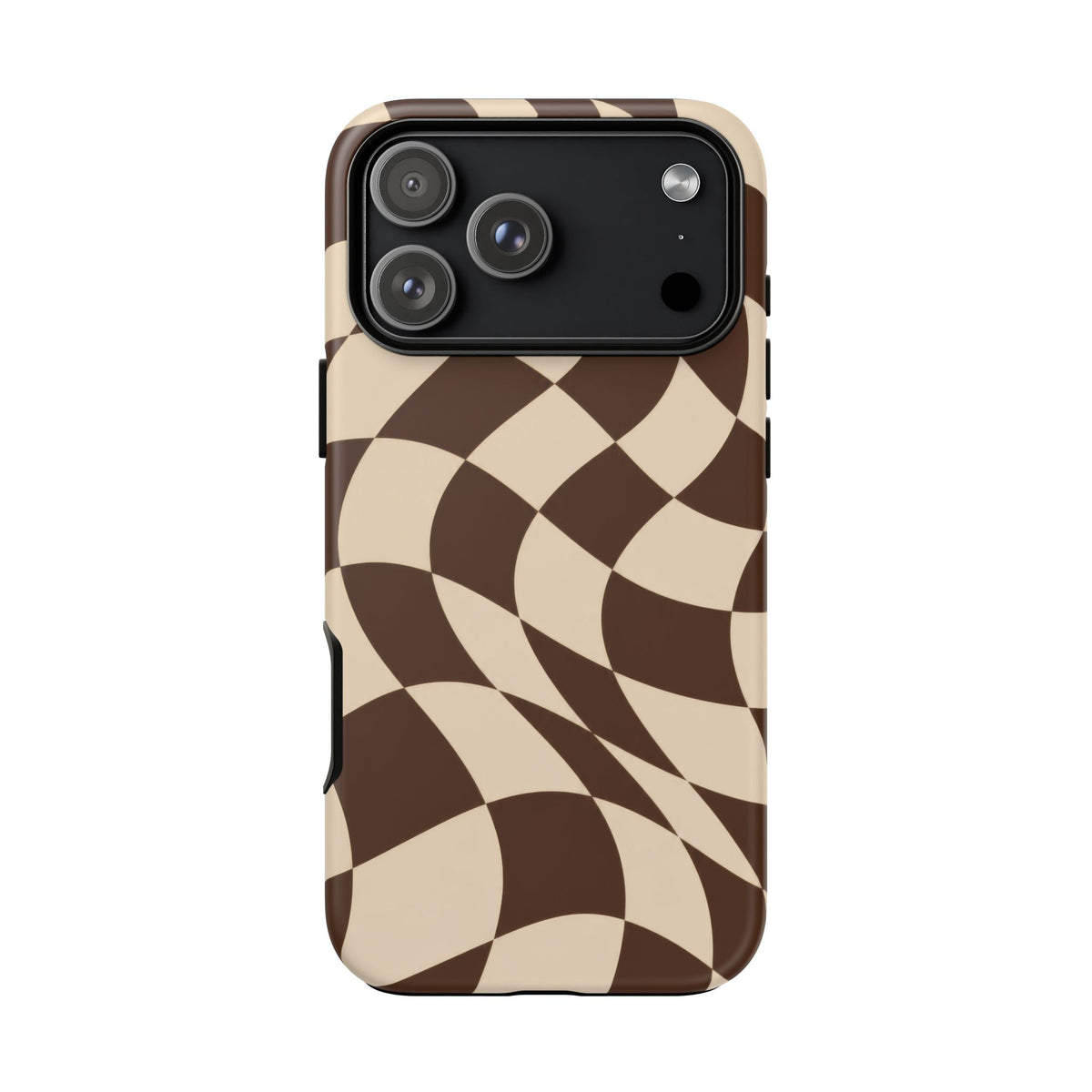 Espresso Wave iPhone Tough Case | brown checkerboard