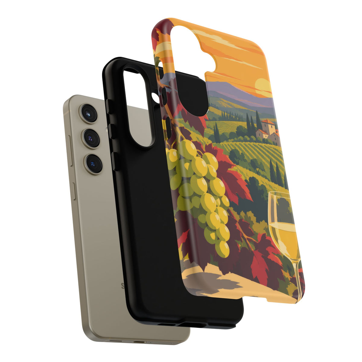 Wine & Grapes — Golden Vintage Samsung Galaxy Tough Case | wine grapes