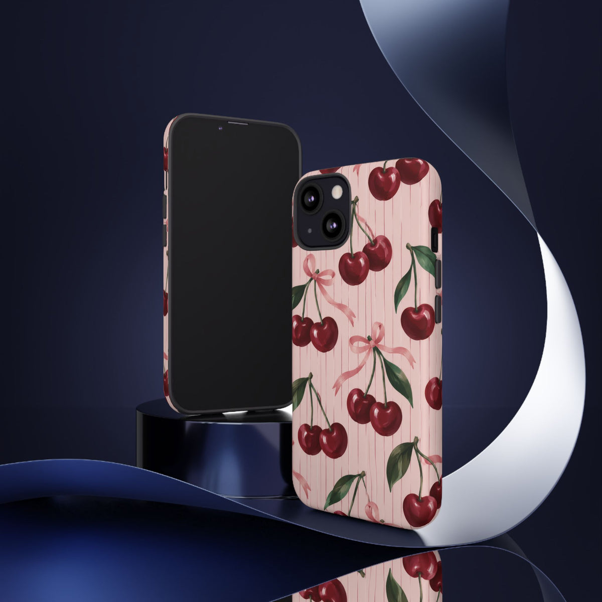 Cherry Ribbon iPhone Tough Case | cherry print