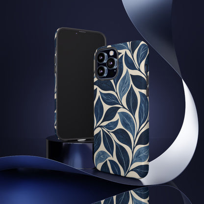 Indigo Folia iPhone Tough Case | Indigo & Ivory Leaf Pattern
