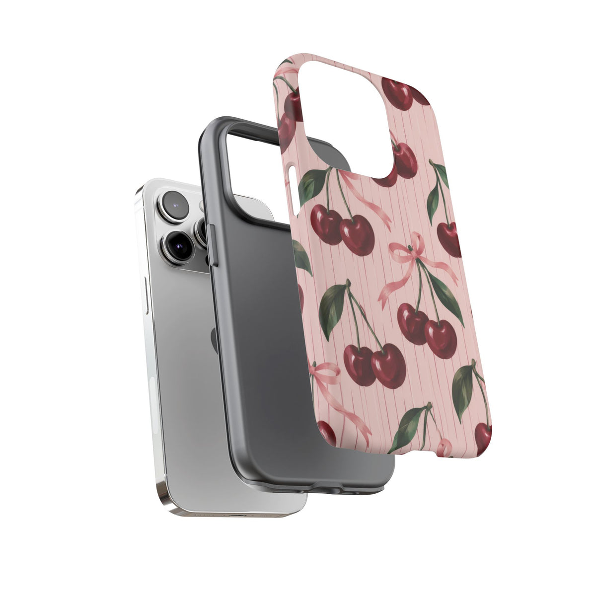 Cherry Ribbon iPhone Tough Case | cherry print
