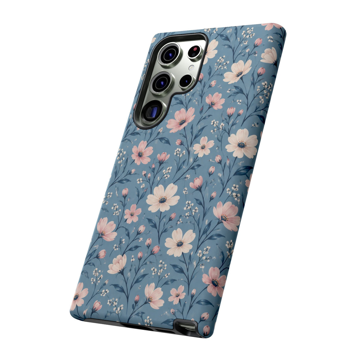 Blue Meadow Samsung Galaxy Tough Case | Pink & Ivory Floral on Blue