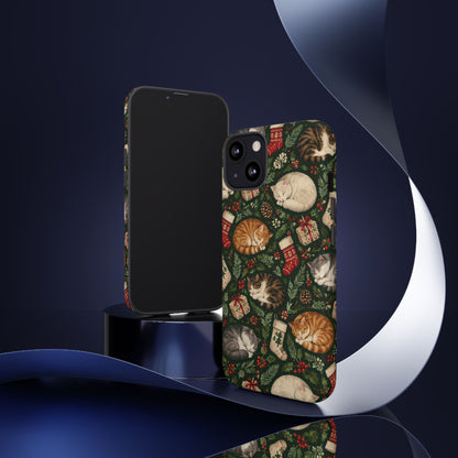 Christmas Cat Naps iPhone Tough Case | christmas cats