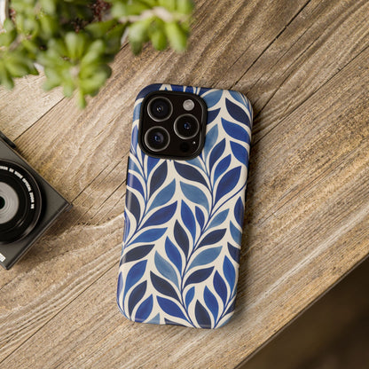 Cobalt Current iPhone Tough Case | Cobalt Blue Leaf Pattern