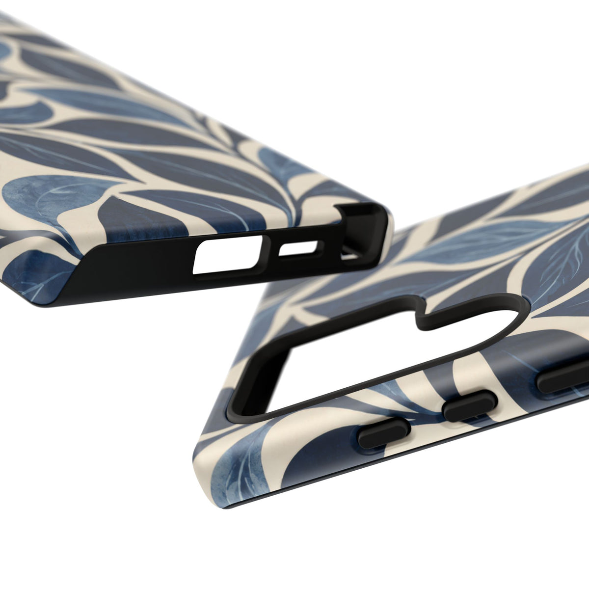 Indigo Folia Samsung Galaxy Tough Case | Indigo & Ivory Leaf Pattern