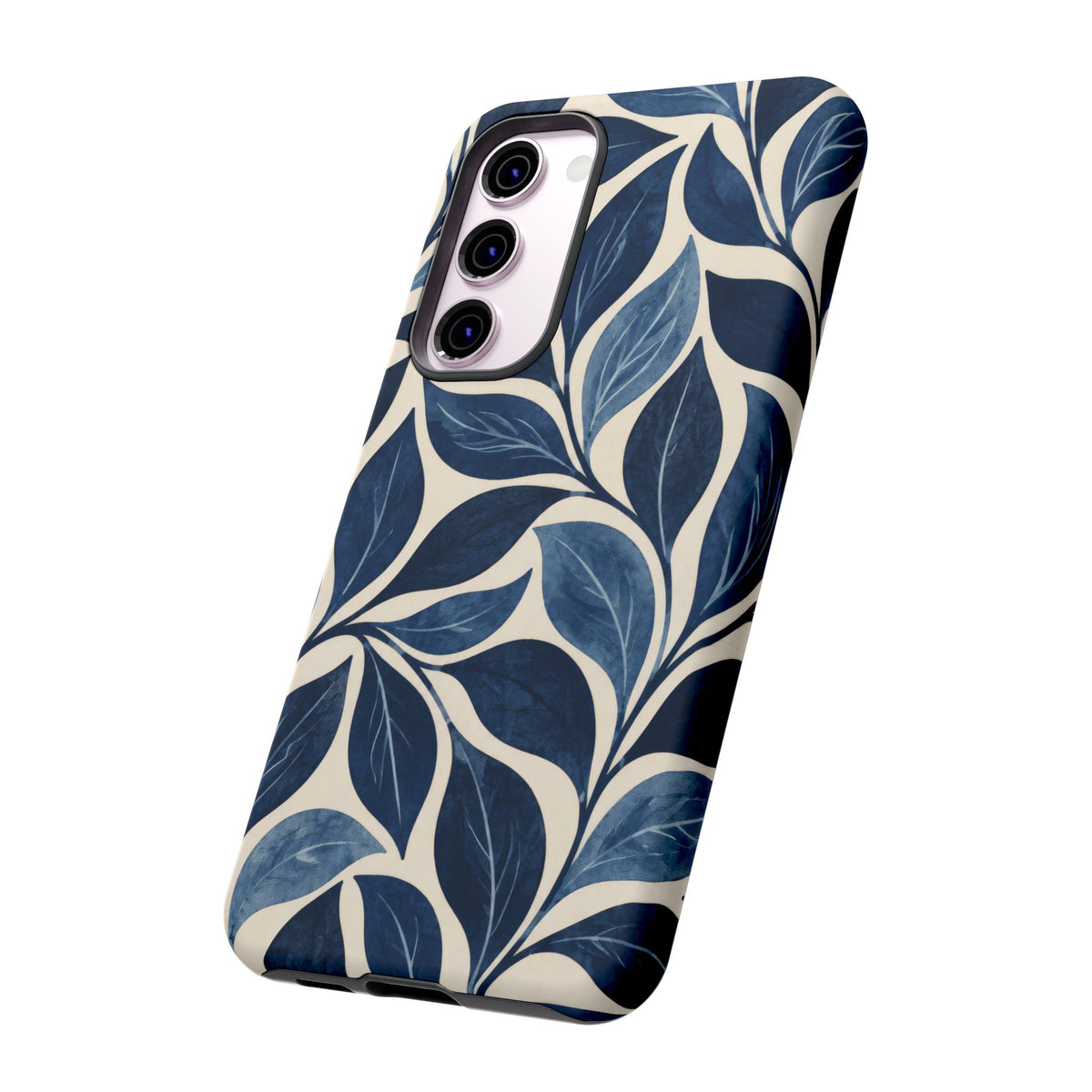 Indigo Folia Samsung Galaxy Tough Case | Indigo & Ivory Leaf Pattern