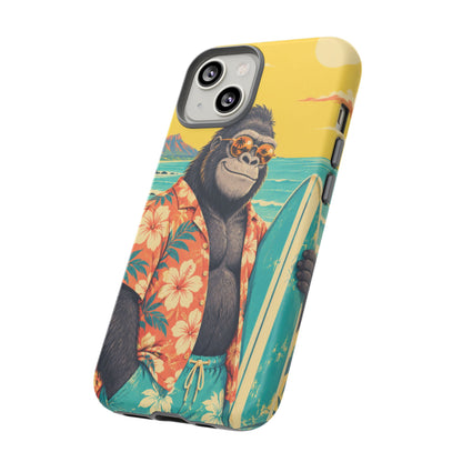 Banana Break iPhone Tough Case | Retro Surf Gorilla Art