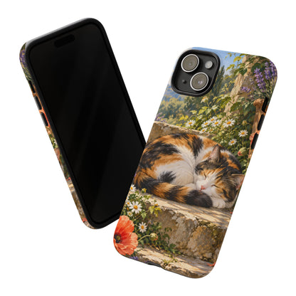 Garden Nap iPhone Tough Case | calico cat