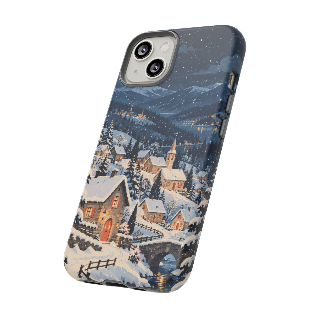 Snowfall on Juniper Lane iPhone Tough Case | christmas village