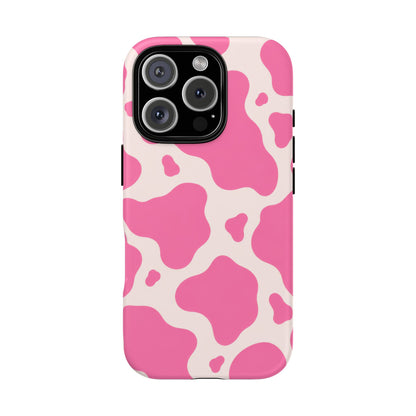 Strawberry Milk iPhone Tough Case | Pink Cow Print