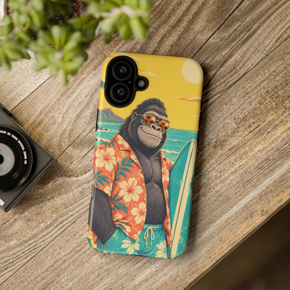 Banana Break iPhone Tough Case | Retro Surf Gorilla Art
