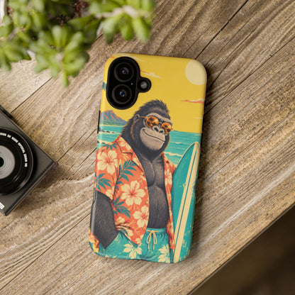 Banana Break iPhone Tough Case | Retro Surf Gorilla Art
