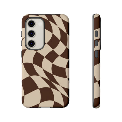 Espresso Wave Samsung Galaxy Tough Case | brown checkerboard