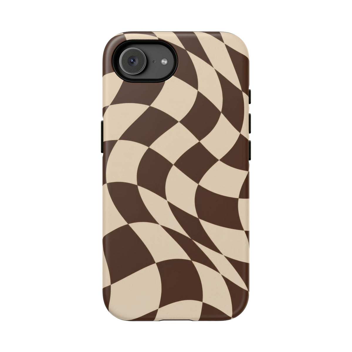 Espresso Wave iPhone Tough Case | brown checkerboard