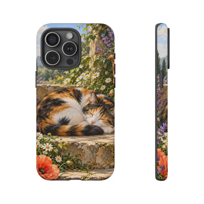 Garden Nap iPhone Tough Case | calico cat