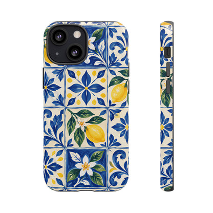 Blue Lemon Tile iPhone Tough Case | Azulejo Orchard