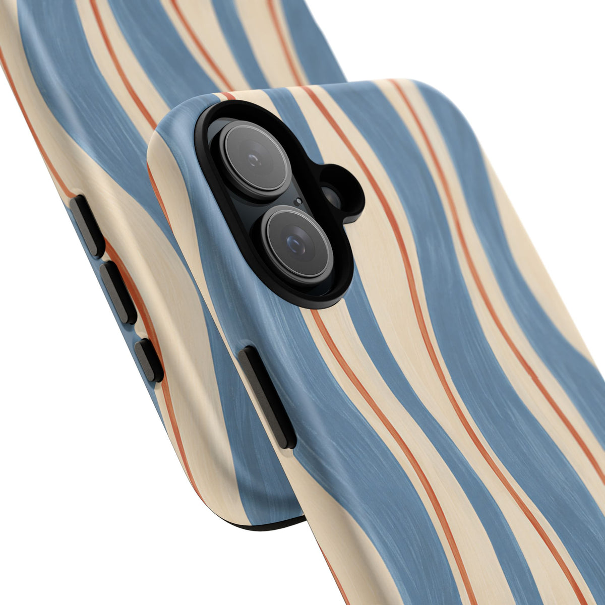 Blue Wavy Stripe iPhone Tough Case | Riviera Ribbons