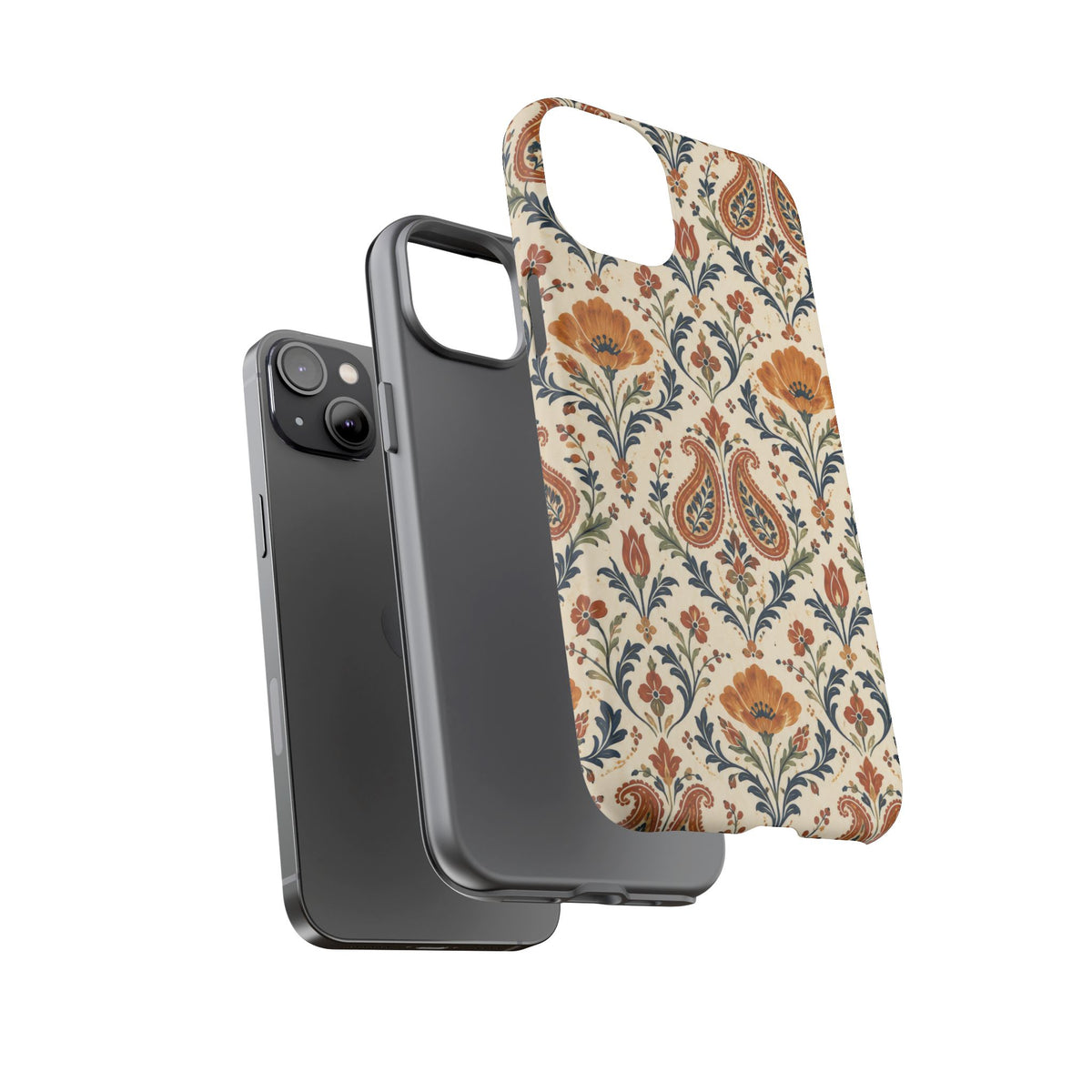 Terracotta Arabesque iPhone Tough Case | Terracotta Floral Paisley