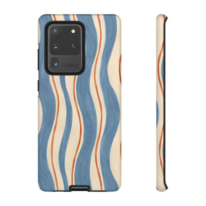 Blue Wavy Stripe Samsung Galaxy Tough Case | Riviera Ribbons
