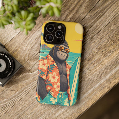 Banana Break iPhone Tough Case | Retro Surf Gorilla Art