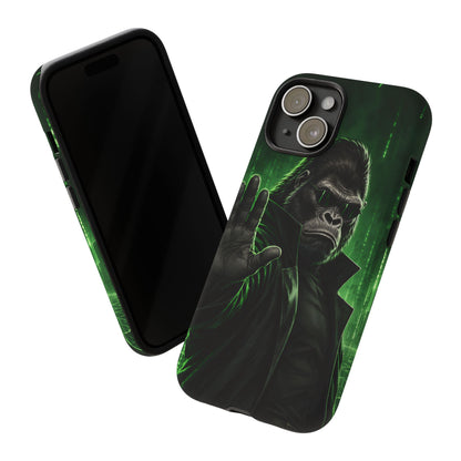 Cyberpunk Gorilla iPhone Tough Case | Neon Code Silverback