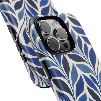 Cobalt Current iPhone Tough Case | Cobalt Blue Leaf Pattern