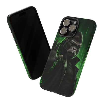 Cyberpunk Gorilla iPhone Tough Case | Neon Code Silverback