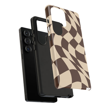 Espresso Wave Samsung Galaxy Tough Case | brown checkerboard