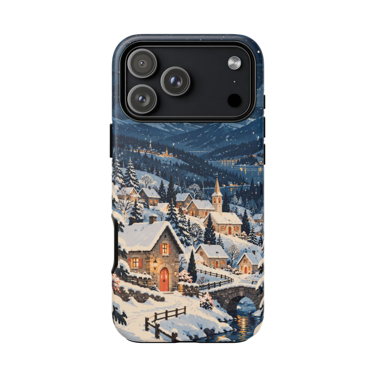 Snowfall on Juniper Lane iPhone Tough Case | christmas village