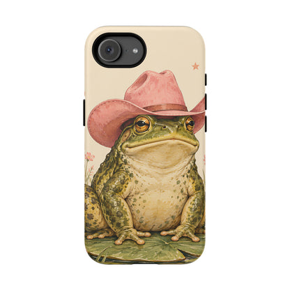 Cowboy Frog iPhone Tough Case | Pink Hat Bullfrog