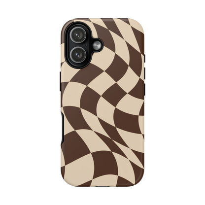Espresso Wave iPhone Tough Case | brown checkerboard